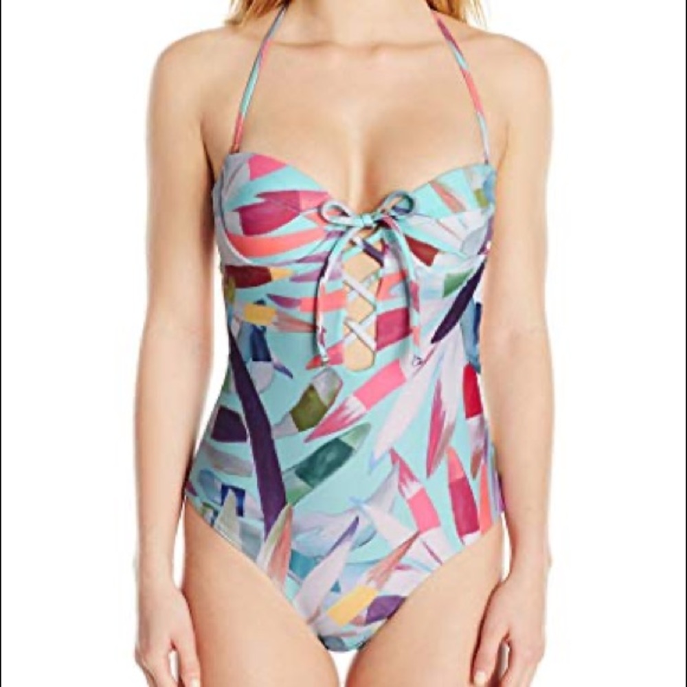 Mara Hoffman Lattice Underwire One Piece Swimsuit